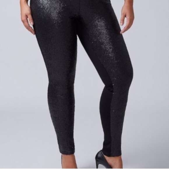 Lane Bryant | Pants u0026 Jumpsuits | Lane Bryant Black Sequin Leggings Shiny  Metallic | Poshmark